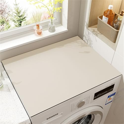 Highdi Housse de Protection pour Machine à Laver Top Mode Couleur Unie,Coussin de Machine à Laver Antidérapant Housse de Machine à Laver pour Machine à Laver Ou Sèche-Linge (Beige,65x90cm)