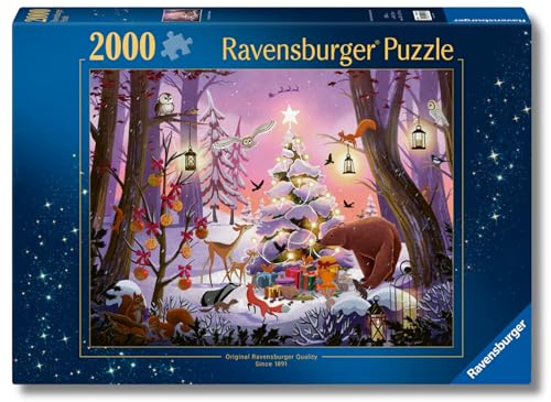 Ravensburger - Puzzle 2000 Pezzi Christmas in The Woods | Puzzle Per Adulti E Tutta La Famiglie | Dimensione Di 98x75 Cm | Regalo Adulti | Regali Natale