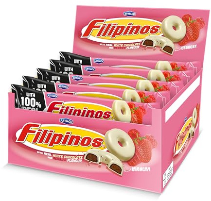 Galletas Filipinos Frutos Rojos 118 gr (Pack de 12) - Con auténtico chocolate blanco y sabor a frutos rojos - Artiach