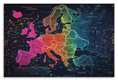 Europäische Karte Leinwand- Wanddekoration/Gemälde–Maritime 3D-Kunst Für Wohnzimmer&Küche.Lichtbeständig&Einfache Reinigung,Küsteninspiriertes Design 16x24inch(40x60cm)