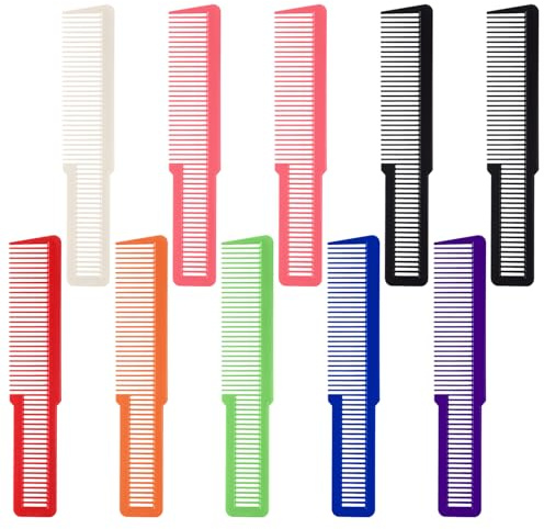 10 PCS Barber Combs, Hair Cutting Combs Professional Fine Tooth Comb Flat Top Clipper Comb Blending Hairstylist Essentials Hairdressing Salon Set for Women Men Hair Styling (Eye-Catching Colors)