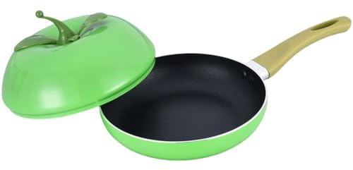 Abbdbd Padella Antiaderente per Pancake a Forma di Padella con Coperchio con Manico Lungo Fornello a Induzione per Casa Pentola a Fondo Piatto Padella in Alluminio Cucina
