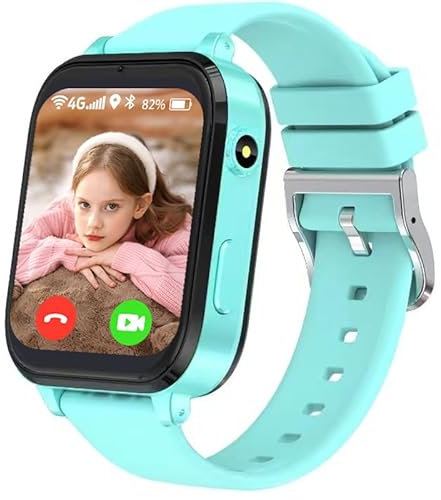 Clleylise Smartwatch för barn med GPS och telefon – 4G armbandsur med röstchat, HD-videosamtal, SOS, vattentät, spel, väckarklocka