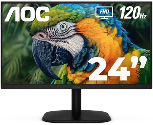 AOC 24B35H3 Monitor LED IPS Full HD (1920 x 1080) de 24 Pulgadas, 120 Hz, sincronización adaptativa, VGA y HDMI, sin Parpadeo, luz Azul Baja, Listo para HDR, VESA, Ajuste de inclinación, ecológico