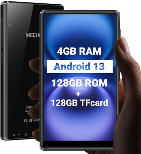 MECHEN 256GB WiFi MP3 Player with Bluetooth, Android 13 and Wi-Fi Streaming, 5 1080P IPS Display, Preinstalled Audible, Amazon Music, Spotify, Play Store.