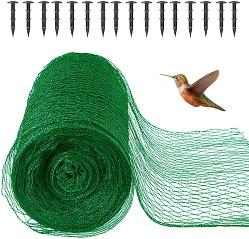 Garden Netting for Plants Fruit Veg Patch Grass Seeds, Pond Netting Cover, Plant Netting Protection Garden Mesh Fence, Anti Bird Netting Kit with Plastic Ground Pegs (4 * 10m)