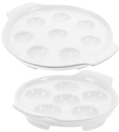Garneck 2pièces Assiette à Escargots Porcelaine Blanche Plat Au Four Pour Fruits De Mer Plateau Décoratif à Pied Pour Barbecue
