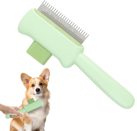 Selbstreinigender Flohkamm für Haustiere, Fellpflegebürste, Haarausfall-Massagekamm für Welpen, zur Reinigung von losen Haaren bei kurz- und langhaarigen Hunden