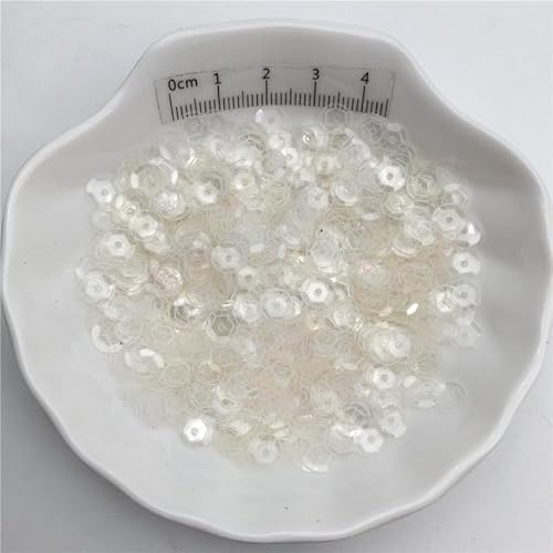 Lentejuelas para coser, Vasos de purpurina color sólido 10 g y 6 mm for ropa, sombreros, zapatos, manualidades, accesorios hechos a mano(Pure Transparent)