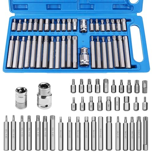 Juego de 40 boquillas Torx de 1/2, 3/8, multidientes, juego de llaves hexagonales incluyendo Torx, Hexagonal y Spline T20-T55, M5-M12, H4-H12