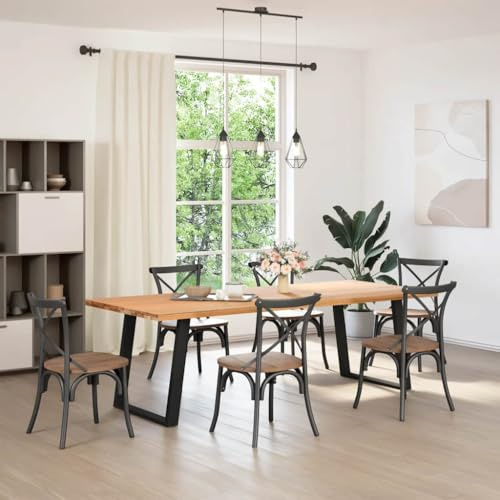 Frdhee Couchtisch Beine Esstischbeine,Esstischbeine U-Form 2 STK. Schwarz 80x(72-73) cm Stahl,Tischkufen für Frühstückstisch und Schreibtisch