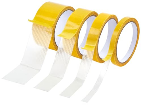 MAYJOYDIY 9 rouleau de Ruban Adhésif Double Face de 90 m Ruban Résistant pour Ourlets Ruban à Haute Adhérence Sans Résidus et Amovible pour Tapis Rideaux Tapis Mur et Vêtements 10~48mm
