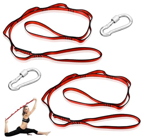WZYTEU 2 Stk Daisy Chain, Yoga Hängematte Verlängerungsgurt Verstellbares Polyester Übungsband Gurt & 2 Edelstahl Schraubkarabiner für Klettern & Aerial Yoga