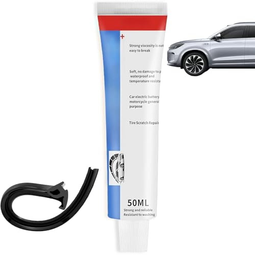 Weatherstrip Glue 50ml, Black Silicone Sealant Waterproof | High Temp Resistant Adhesive for Car Window & Windscreen, Weatherproof Durable for Multiple Surfaces, 1PCS