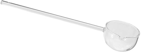 Lurrose Cuillère en Verre à Long Manche 25 Cm, Louche à Sauce Inclinée Transparente, Cuillère à Pudding et Cocktail Résistante la Chaleur, Ustensile de Service Polyvalent pour Desserts