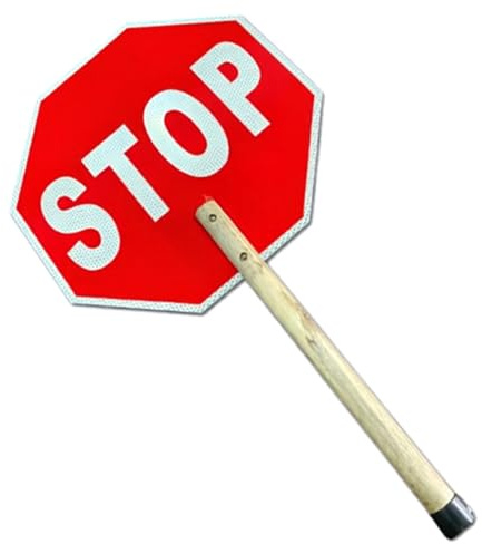 Segnale di stop con maniglia, segnali stradali professionali, paletta lenta, segnale di stop manuale da 13 pollici per addetti all'attraversamento pedonale, segnalatori e cantiere con maniglia