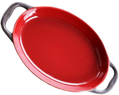 SWETRACE Bandeja para Hornear de Cerámica con Doble Asa, Plato para Lasaña y Queso, Diseño Elegante y Fácil de Limpiar para Hornear y Asar en Casa
