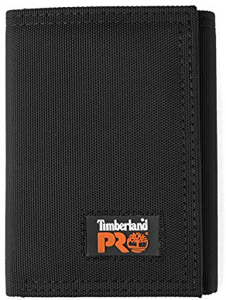 Timberland PRO Men's Cordura Nylon Rfid Trifold Wallet With Id Window, black, One Size