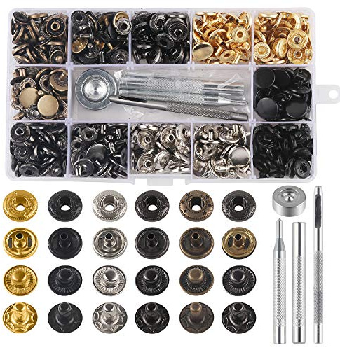 Set di 132 Bottoni a Pressione, Bottoni Automatici con Pulsante Button Tool,Bottoni in Metallo per Wallet,Giacche,Handbag,Vestiti,Jeans,Giacca e Manica(12.5mm)