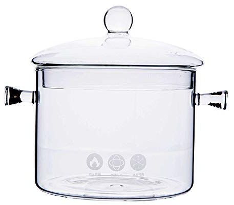 1.5L High Borosilicate Heat-Resistant Glass Clear Pasta Instant Noodle Pot Pan Stew Cooker Baby Food Milk Sauce Hot Pot with Lid Mini Size Cookware
