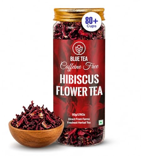 BLUE TEA - Hibiscus Tea - Classic - 50g | SKIN GLOW ENHANCING TEA, Karkade | Vitamin-C Rich | Tangy Taste - Flower Based - B07KWY1BMZ Tea - Gluten Free | Pet Jar Pack