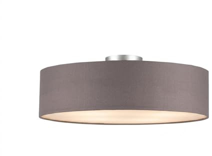 meineWunschleuchte Große Deckenleuchte Stoff Ø 50cm in Braun-Grau | 4x E14, Satinierte Abdeckung, Blendfreies Licht, Lampenschirm rund, Gemütliche Beleuchtung, für Schlafzimmer & Wohnzimmer