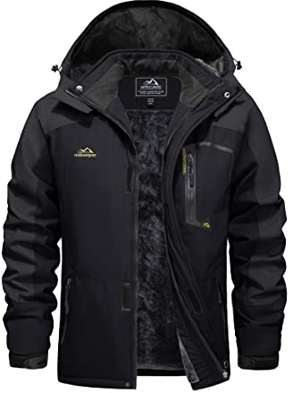 EKLENTSON Herren Winterjacke Wasserdicht Skijacke Winddicht Gefütterte Wanderjacke Outdoor Schnee Jacke mit 4 Taschen