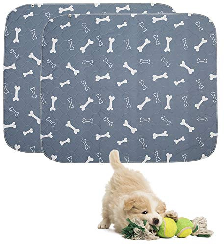 Geyecete Lot de 2 Tapis Educateur pour Chien et Chiot,Tapis propreté Chien Lavables,Réutilisable Alèse pour Chat et Chien,Pee Pad Anti-fuites-M-Gris