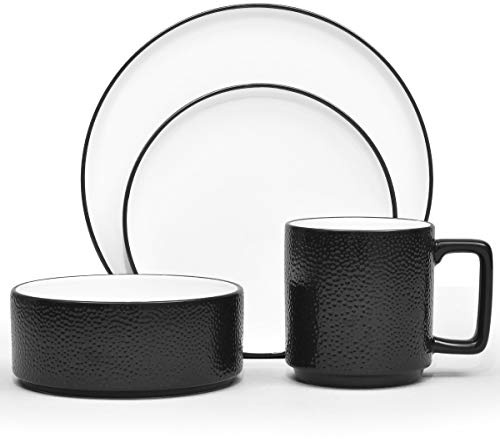 Noritake ColorTex Stone Black 4-teiliges Gedeck Service für 1
