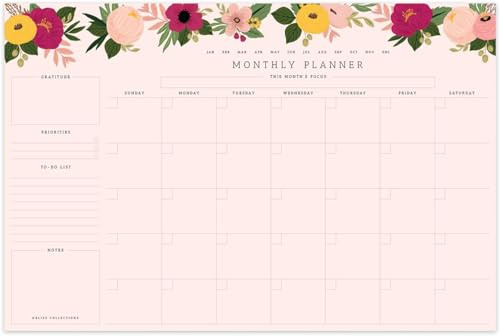 Bliss Collections Monthly Planning Pad To Do List Notebook - Undated