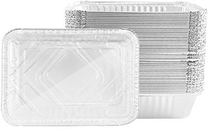 Olymajy Foil Trays with Lids, 25 Pcs 850ML Aluminium Trays with Transparent Lid, Large Aluminium Foil Food Containers for Baking, Roasting, Cooking