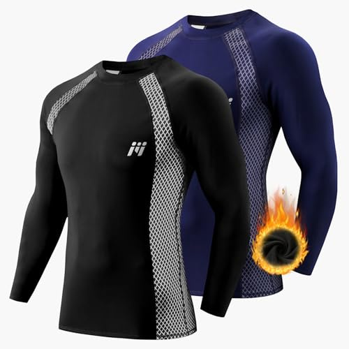 MEETWEE Maglia Termica Uomo, Maglia a Manica Lunga Compression Maglietta Biancheria Intima Sport T-Shirt Baselayer da Corsa Ciclismo Fitness