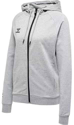 HUMMEL Damen Hmlmove Grid Cot. Zip Hoodie Woman Sweatshirt, Grey Melange, M EU