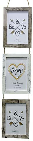 TIME HOME DEVELOPMENT Portafoto múltiple decorativo - Marcos de madera colgante de pared para 3 Fotos de 10x15 cm vertical (Retro)