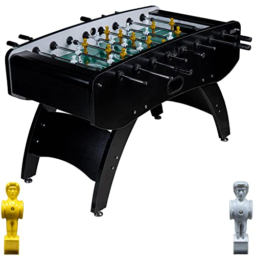 RAMROXX Fußball Tischkicker Profi Schwarz grünes Spielfeld Figuren Weiss Gelb 80kg