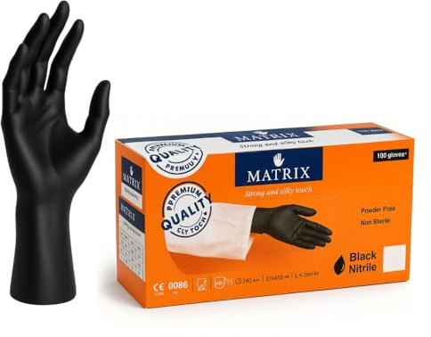 Commerline 1000 Stück M Einweghandschuhe Einmalhandschuhe | Nitril Handschuhe Gummihandschuhe Einweg Handschuhe | Puderfrei Latexfrei Nitrilhandschuhe (M, Schwarz, 1000)