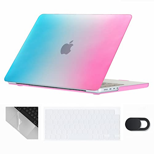 Se7enline Kompatibel mit 13 Zoll MacBook Air M2 2022 Hülle für Mac Air 13,6 Zoll Modell A2681 Laptop Hartschale mit Tastaturabdeckung (UK-Layout) & Webcam-Abdeckung & Trackpad-Schutz, Regenbogen