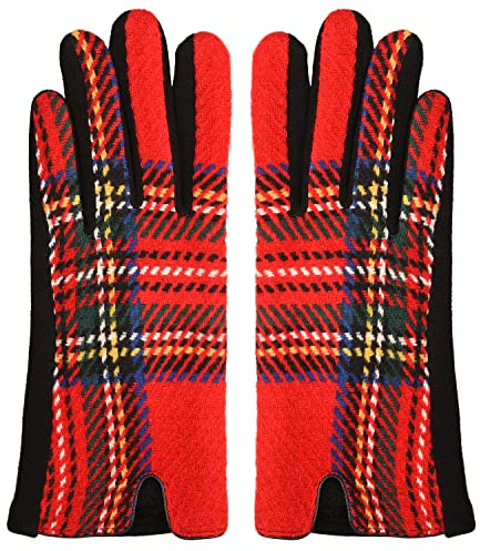 MFUOE Guantes de tartán - Royal Stewart Red Guantes para pantalla táctil, rosso, Taille unique