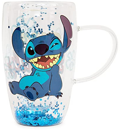 Disney Lilo & Stitch Ohana Means Family Confetti Mug en verre | Grande tasse à café de 445 ml pour expresso, thé