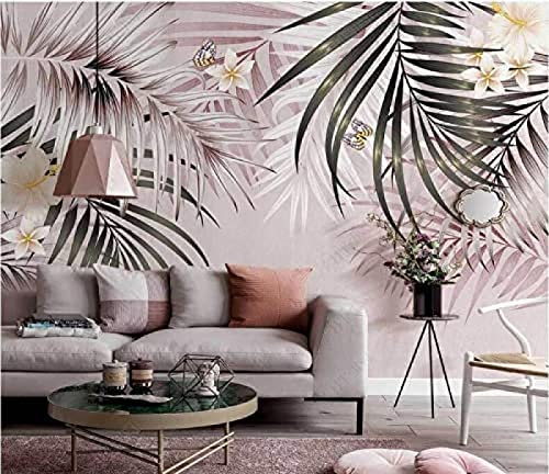 Piante tropicali Foglie di banano Carta da parati per bagno in tessuto non tessuto 3D con palma tropicale vint Carta Da Parati Murales Poster Soggiorno Camera Letto Minimalista Sfondo-200cm×140cm