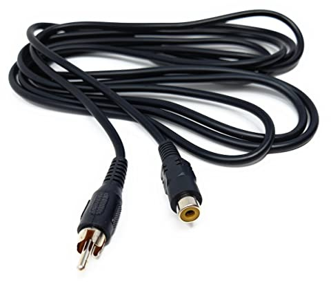 Drut Cavo di prolunga fono Singolo Singolo da Presa RCA a RCA da 2,5 m Cavo Audio Video Hi-Fi/TV 8 Piedi Nero
