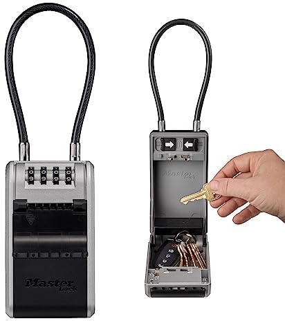 Master Lock Schlüsseltresor mit neuem innovativen Design, flexiblem Kabelbügel, großem Fassungsvermögen und hoher Sicherheit, Aussen, 19.6 x 7.6 x 5.6 cm, Schlüsselsafe