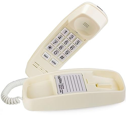 Sangyn Corded House Phones Landline, Wall Mountable Landline Telephones with Big Button and Volume Adjustable Retro Trimline Phone with Flash Redial for Home Office Hotel