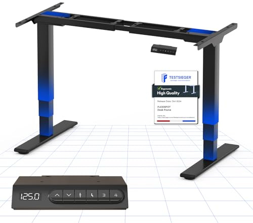 FLEXISPOT E6 MAX Standing Desk with USB Dual Motors Electric Height Adjustable Sit Stand Up with Anti-collision System and Memory Panel(Black Frame Only)