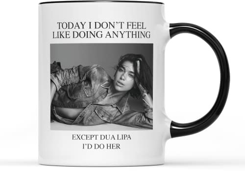 SMARTYPANTS Tazza con scritta in inglese Today I Don't Feel Like Doing Anything, con scritta in lingua inglese Today I Don't Feel Like Doing Anything, tazza da tè e caffè, idea regalo (manico nero