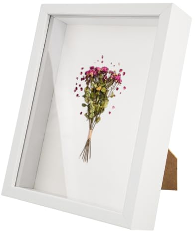 3D-Bilderrahmen, tief 15 x 20 cm, 3D-Rahmen für Objekte bis zu 3 cm, zum Befüllen, für Schattenboxen, quadratisch, Medaillen, Blumen, Erinnerungen, Fotos, Tickets, Malkarten