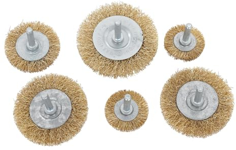 SET 6PZ SPAZZOLE METALLICHE ROTANTI PER TRAPANO RESISTENTI VARIE DIMENSIONI GEKO G00705