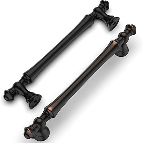 Amerdeco 6 Stück Möbelgriffe Öl Rieb Bronze, 128mm Lochabstand, Zinklegierung Schubladengriffe & Schrankgriffe für Küchenschränke & Kleiderschränke UK0017
