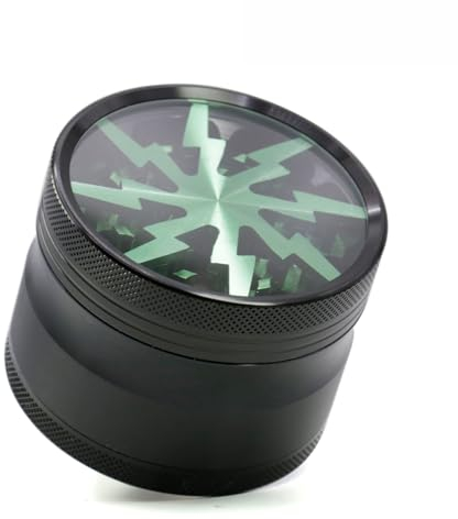 Vgzsyomqib Grinder Metallo Trita Spezie Herb Erba Lega in Alluminio 4 parti 63mm Grande Grinder Tritino Erbe 4 Pezzi con Setaccio per Polline - Nero Verde