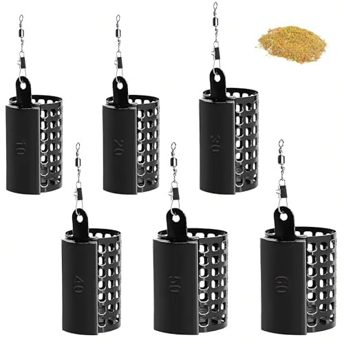 SRTSTR 6 Pièces Feeder Peche Method Feeder 10/20/30/40/50/60g Métal Cage Feeder avec Pivot pour la Pêche Cage à Appâts ce Qui Convient à la Pêche